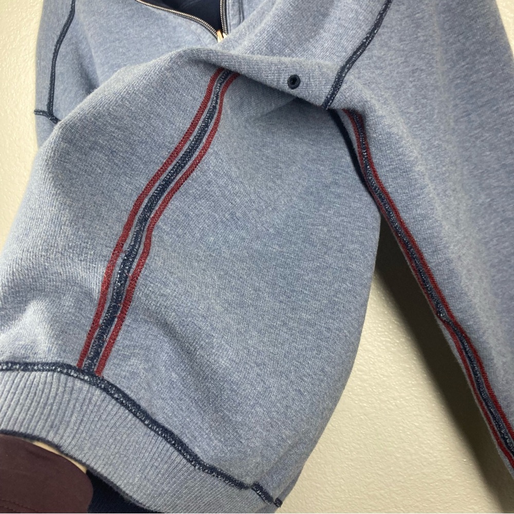 Tommy Bahama Mens Sweater Large Blue Half-Zip Red Stripes Cotton - Picture 13 of 13
